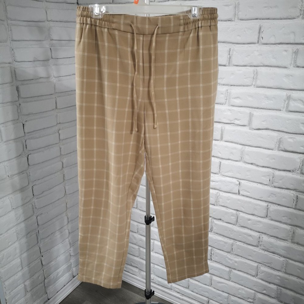 Old Navy Petite Ladies Size Medium Tan & Beige Tie & Elastic Waist Lounge Pants